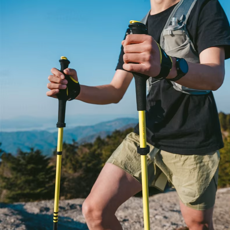 Naturehike skladacia karbónová treková palička Air Terk EXT2 110 cm 145g - čierno / žltá - ľavá
